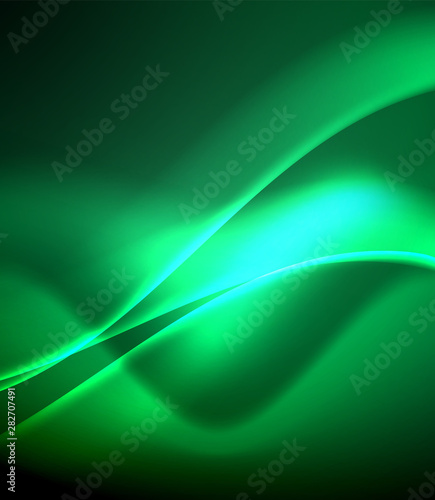 Shiny color bright neon abstract wave template. Abstract bright light. Neon light glowing effect. Space background. Abstract shape