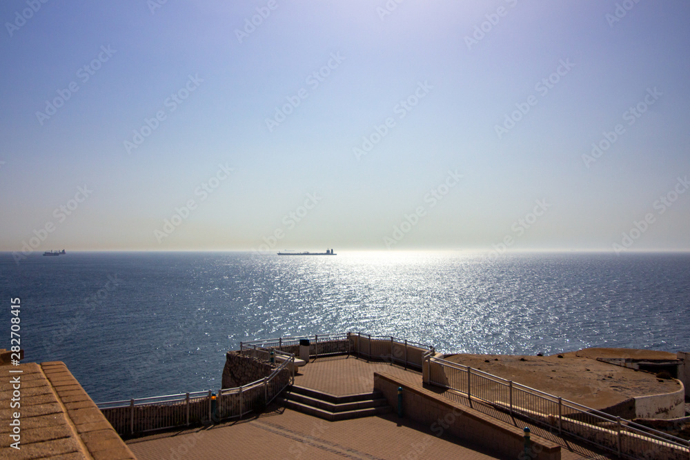 Obraz premium Gibraltar Meer Schiffe Meerenge Spanien Afrika Atlantik