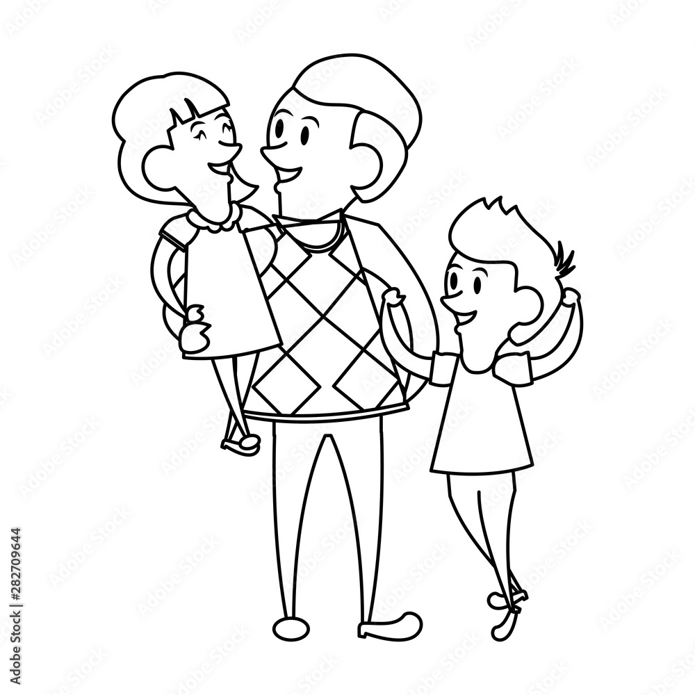 fathers day family celebration cartoon in black and white fathers day family celebration cartoon in black and white