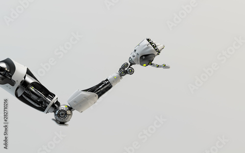 Robotic hand showing The Thumbs Down / No-like Sign, 3d rendering