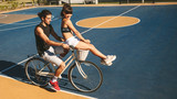 Couple enjoying bike ride