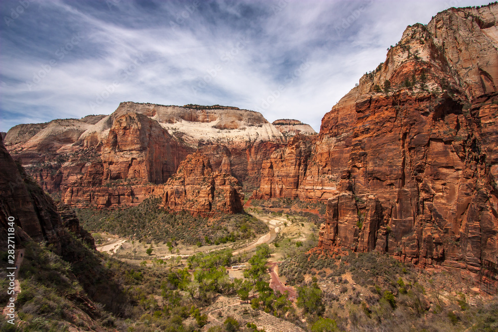 Overlook Big Bend Area,  Zion National Park, Utah, USA.