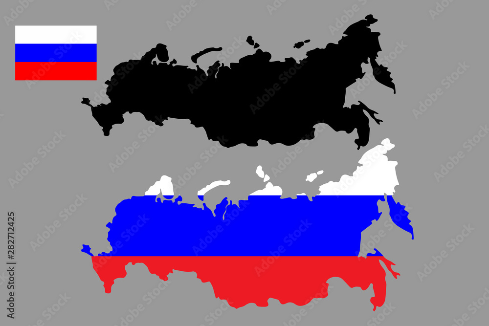 Fototapeta premium Russian federation vector map and flag. Vector illustration
