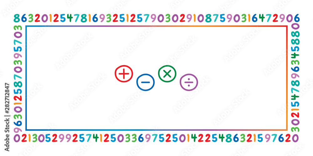 rectangular frame from colored numbers. hand drawn numbers Stock Vector