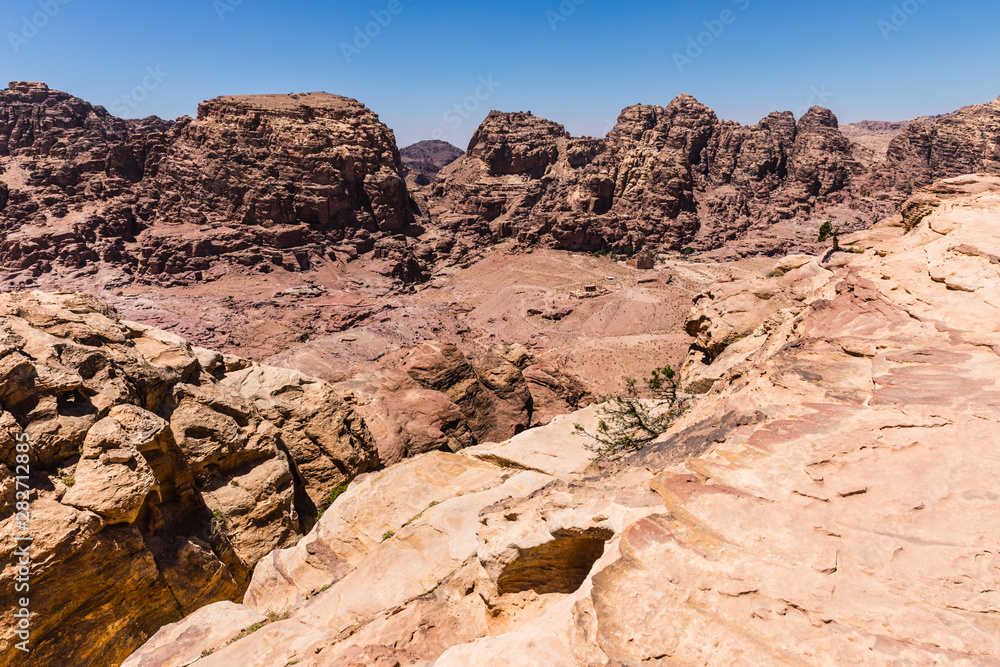 Top view from The High Place Of Sacrifice Trail in Petra, Jordan