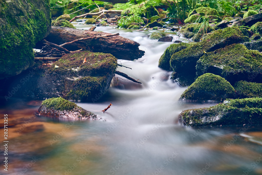 stormy mountain river, long exposure stormy mountain river, long exposure