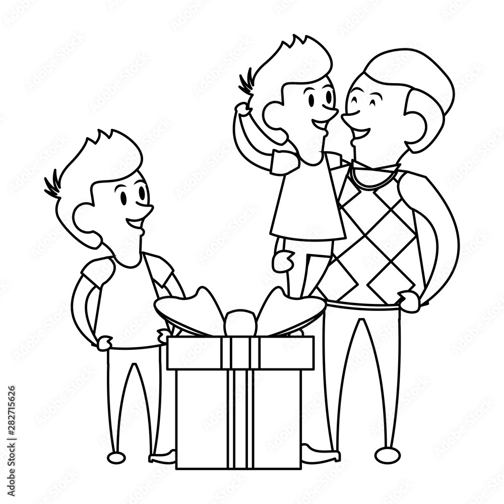 fathers day family celebration cartoon in black and white fathers day family celebration cartoon in black and white