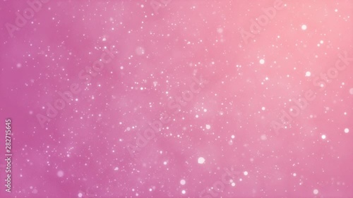 Glitter sparkle particles on pink background, glowing dust flying in space