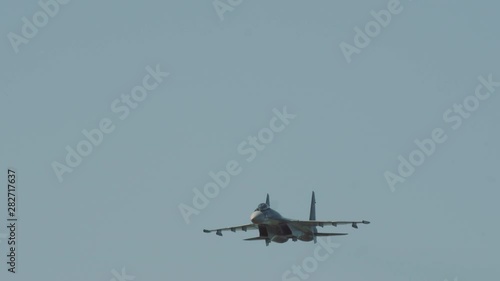 Flanker fighter flying in the sky photo