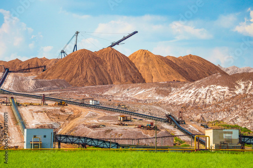 Terrikon or terrikonik - dump, artificial embankment from waste rock, extracted during underground mining of coal deposits and other minerals, embankment from waste from various industries  photo