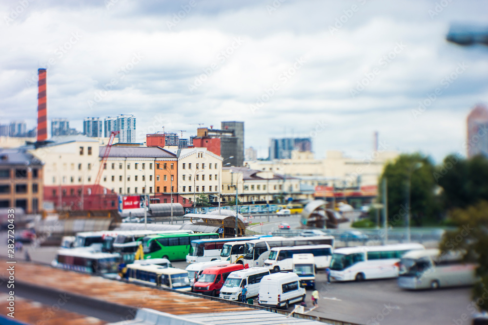 Fototapeta premium bus station, blurred background tilt shift