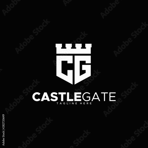 letter C & G for castle gate logo design unique