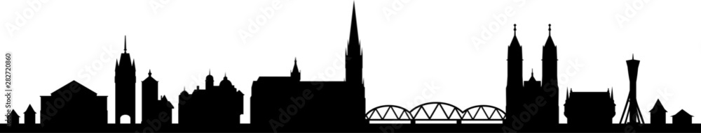 Freiburg City Skyline Vector Silhouette