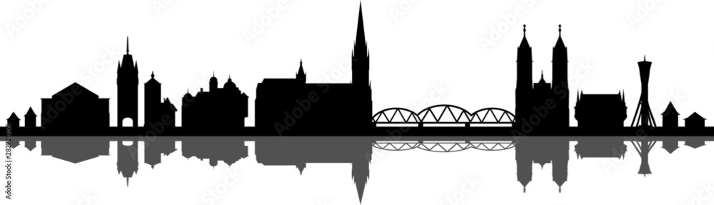 Freiburg City Skyline Vector Silhouette