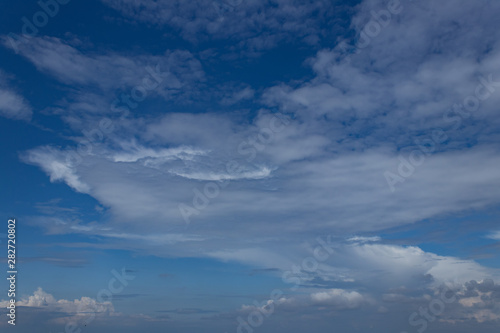 Blue sky background with tiny clouds