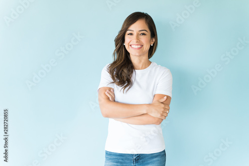 Confident Woman Over Isolated Background