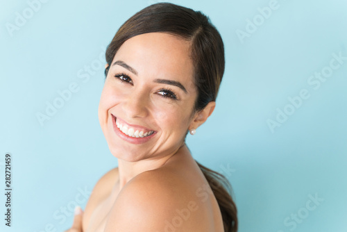 Canvas Print Caucasian Beautiful Female Over Isolated Background
