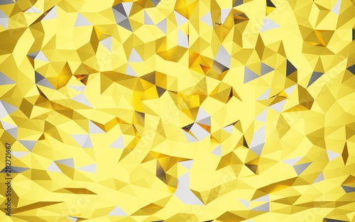 Abstract Gold polygonal wall and reflection, low-poly background, 3d illustration