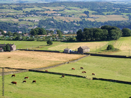 Tableau sur toile an aerial panoramic view of west yorkshire countryside in the calder valley near