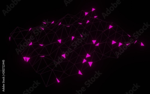 Abstract 3d rendering low poly line wall  © klumwinit26