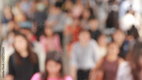 Many people walk on the street. Video blur