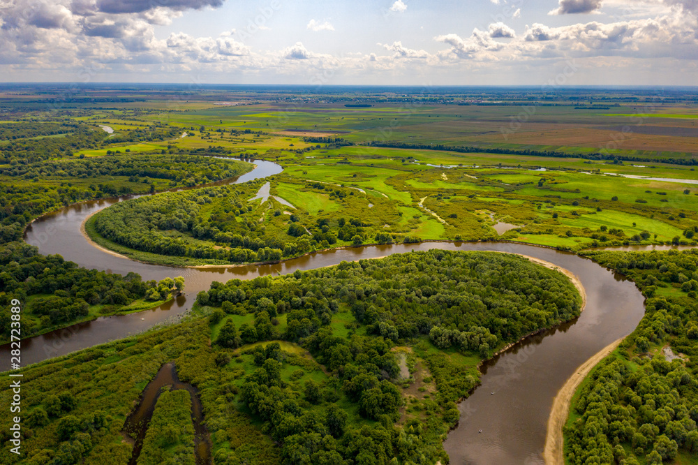 Pripyat river in Belarus from the air Pripyat river in Belarus from the air
