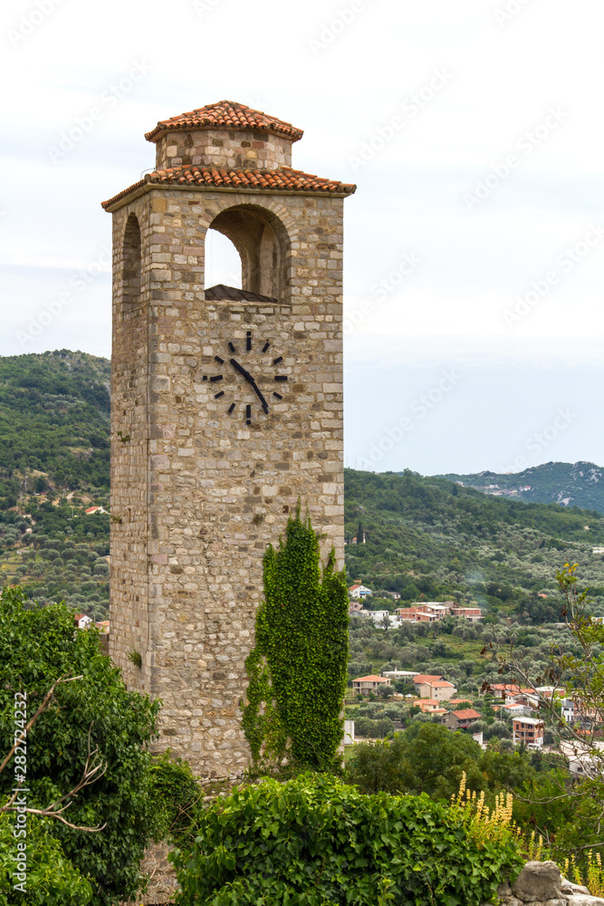 Old Bar, Montenegro. View of the clock tower  