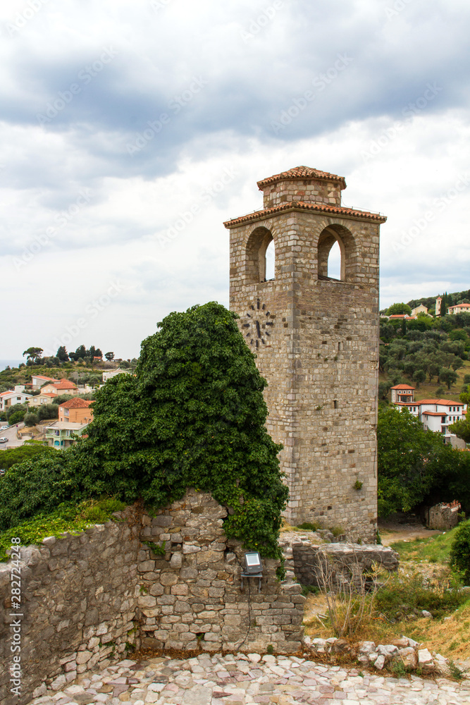 Old Bar, Montenegro. View of the clock tower  