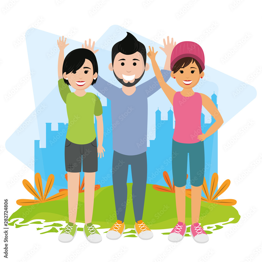 Fototapeta premium friends youth happy people cartoon