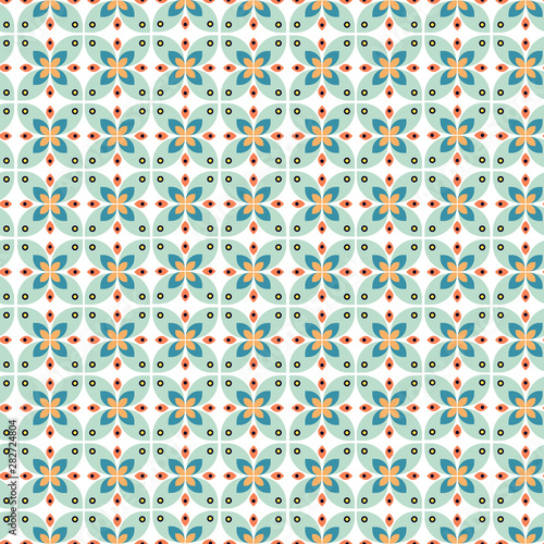 Geometric shapes seamless vector pattern. Abstract petal shapes background.
