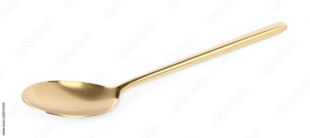 Clean shiny gold spoon isolated on white Clean shiny gold spoon isolated on white