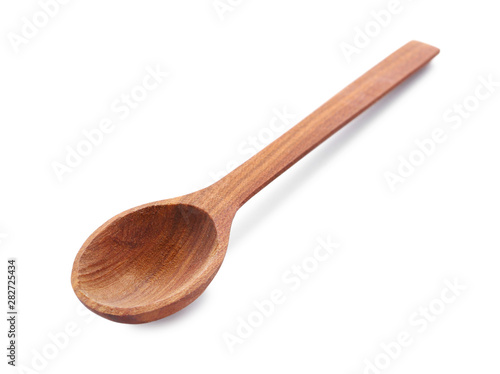 New clean wooden spoon isolated on white