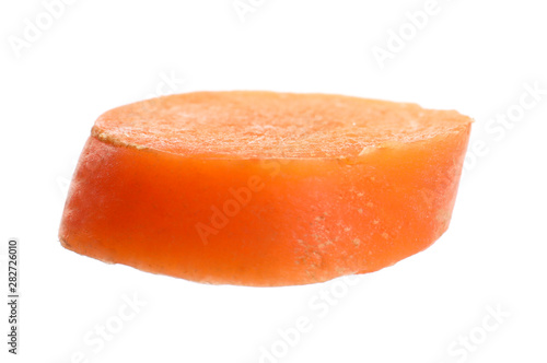 Slice of fresh ripe carrot isolated on white