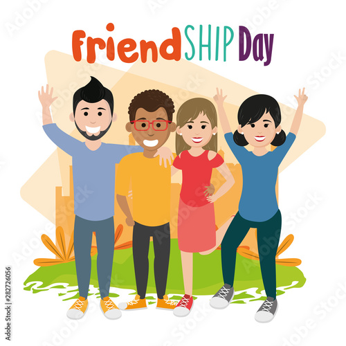 friendship day happy youth cartoon