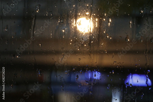 Rain drops on the Window at Night