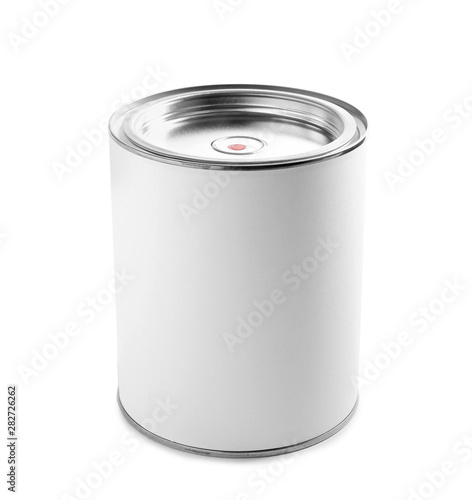 Closed blank can of paint isolated on white
