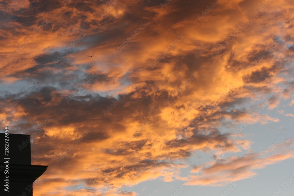 Fototapeta premium cloudy sky at sunset on an autumn afternoon