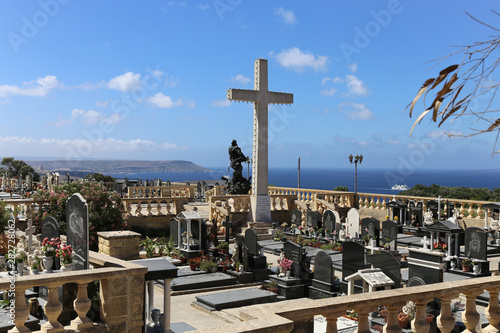 Graves in the cemetery of the Immaculate Conception of Our Lady church (Tal-Hondoq), Qala, Gozo. Malta photo