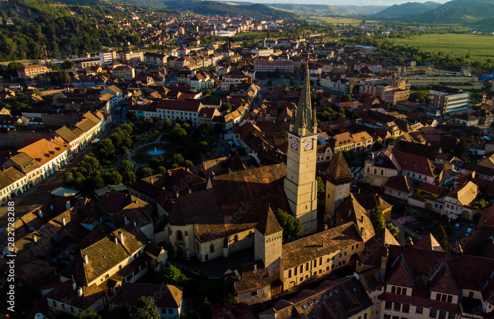 Aerial view of Medias, Romania