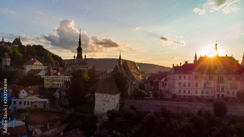 Aerial view of Sighisoara, Transylvania, Romania