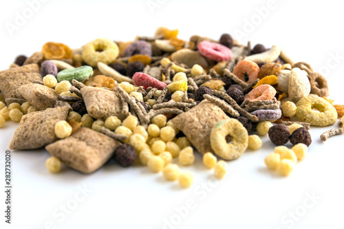 Variety of colorful cereals for breakfast