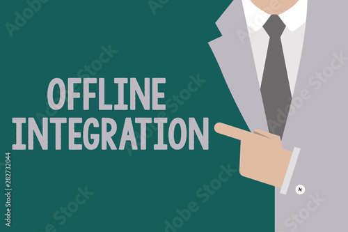Conceptual hand writing showing Offline Integration. Business photo text First Triad of Marketing Television Print and Outdoor.