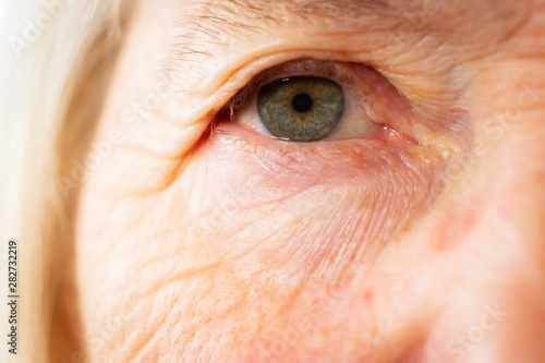 Portrait of a senior caucasian woman eye themes of retirement senior aging process portrait