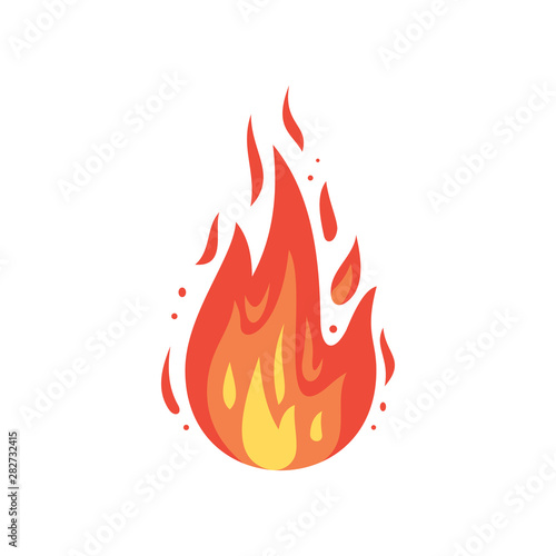Fire flames vector icon in cartoon style. Flame, fireball illustration.