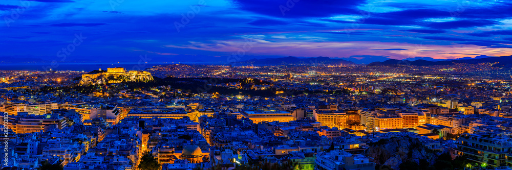 Athens in Greece at night