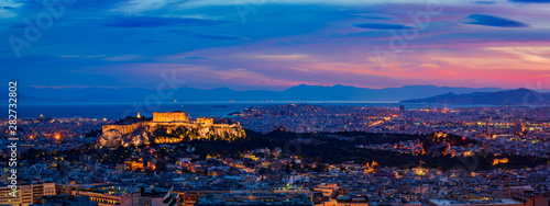 Panorama Athens, Greece, at dusk