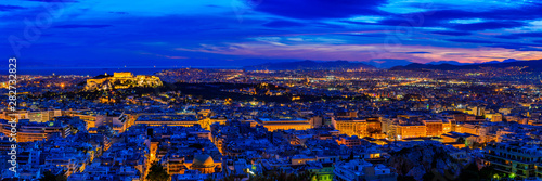 Athens in Greece at night