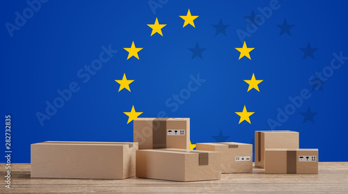 postal packages in front of...