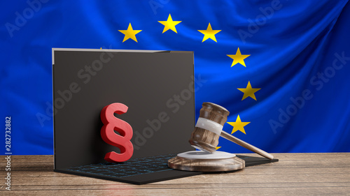 wooden judge gavel with red...