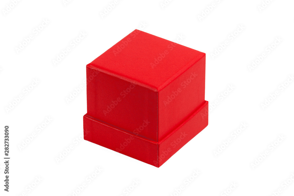Red cardboard gift box on a white isolated background Red cardboard gift box on a white isolated background